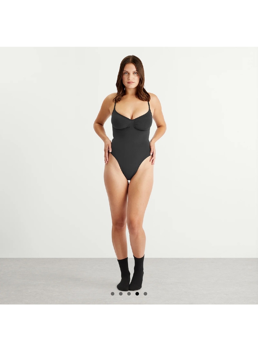 SKIMS Black seemless Sculpting One-Piece thong Bodysuit